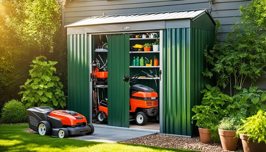 Metal outdoor storage sheds